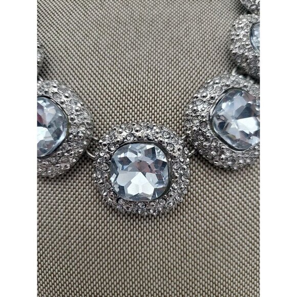 Beautiful Necklace Crystal Large Stone Open Back Crystal Silver Large Chunky - Picture 3 of 9
